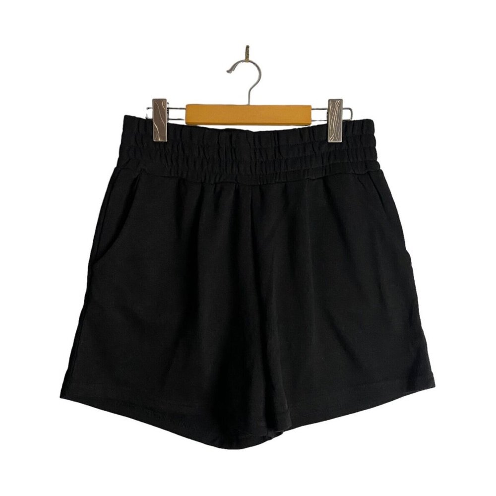 NWT Grand Club Beach Women's Black High Waisted Cotton Shorts Sz M